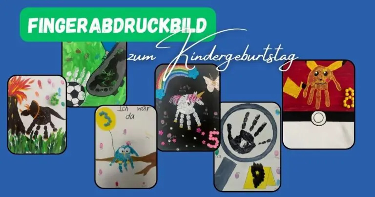 6 Fingerabdruck Leinwand Bilder zu Kindergeburtstagen als Erinnerung mit dem Titel Fingerabdruckbilder