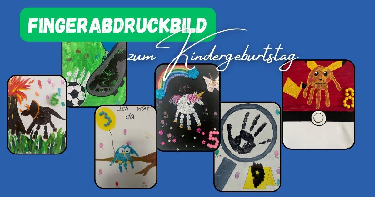6 Fingerabdruck Leinwand Bilder zu Kindergeburtstagen als Erinnerung mit dem Titel Fingerabdruckbilder