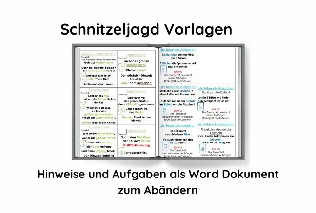 ein Buch mit den Vorlagen für die Schatzsuche bei der Fußballparty