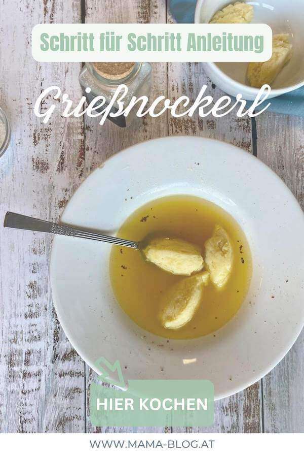 Pin für Pinterest mit dem Titel Grießnockerl Schritt für Schritt Anleitung