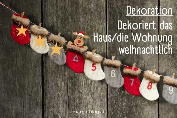 Weihnachtsdeko basteln - adventskalender mit Elch auf dem 4. Schuh