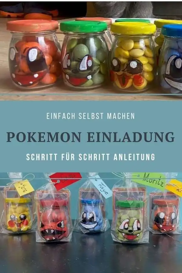 Pin für die Pinterest Pinnwand mit dem Titel Pokémon Einladung