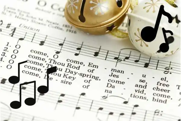 Glöckchen und ein Liedertext zum singen