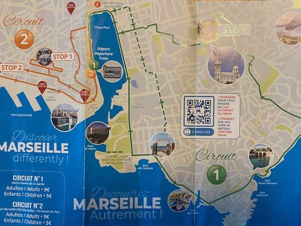 Plan der zwei Touren von Le Petit Train in Marseille
