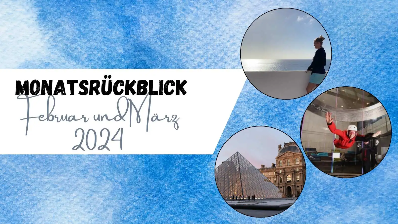 Beitragsbild mit dem Titel Monatsrückblick Februar und März 2024 mit 3 runden Bildern