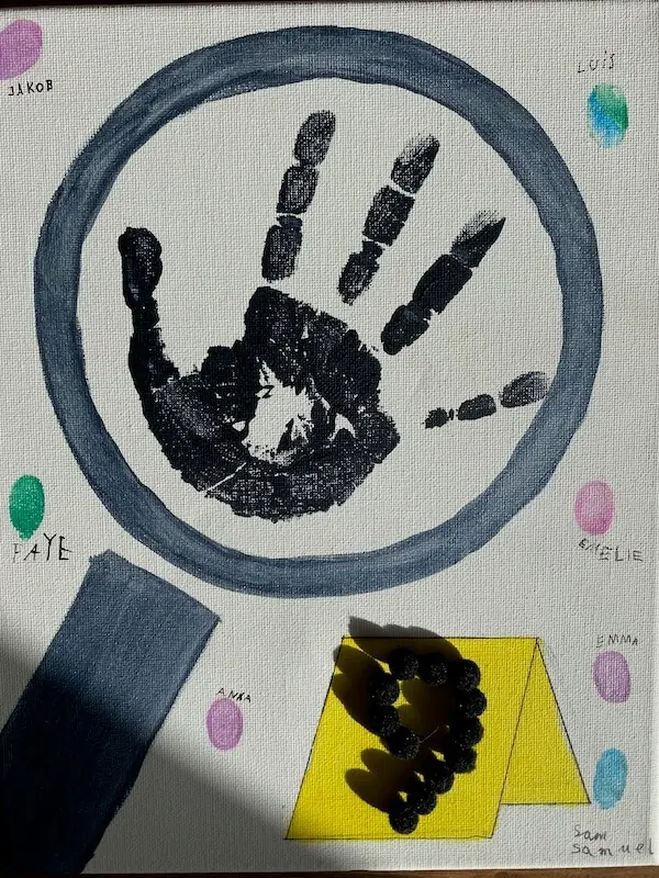 Fingerabdruckleinwand mit Handabdruck