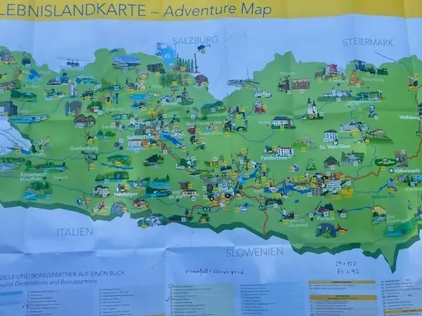 Kärnten Card Überblickskarte mit allen Partnern
