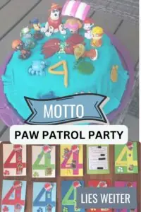 Pin für Pinterest mit der Aufschrift: Motto Paw Patrol Party