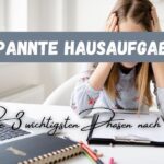 Beitragsbild mit dem Titel: entspannte Hausaufgabenzeit mit diesen 3 Phasen. mit einem Kind, das gerade Hausaufgaben macht und sich die Haare rauft im Hintergrund