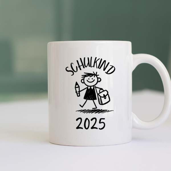 Tasse mit der Aufschrift: Schulkind 2025