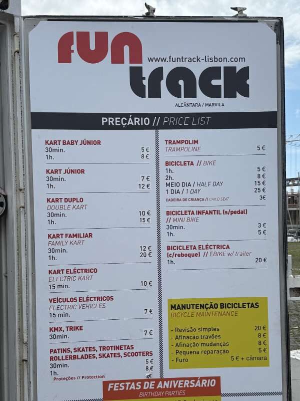 Fun Track Preisliste