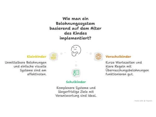 Grafik über Belohnung bei Kindern in verschiedenen Altersstufen mit der Einteilung in Kleinkind, Vorschulkinder und Schulkinder