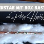 Beitragsbild zum Beitrag Zauberstab basteln mit einem Zauberstab in einer Box und dem Text: Zauberstab mit Box basteln als Party-Highlight"