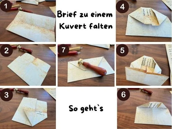 Altes Briefpapier mit Falten, Bastelanleitung für einen Briefumschlag, kreative Papierfalttechnik, Origami Briefumschlag, DIY Papierworkshop, Papierfalten für Briefe, Tipps für schöne Briefumschläge, Mama-Blog.