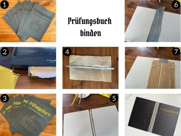 alle Schritte in einzelnen Bilder um das Buch zu binden