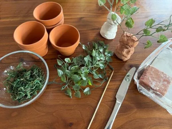 Blumendeko und Terrakottetöpfe für DIY-Projekte für Alraunen Einladungen zum Harry Potter Geburtstag,