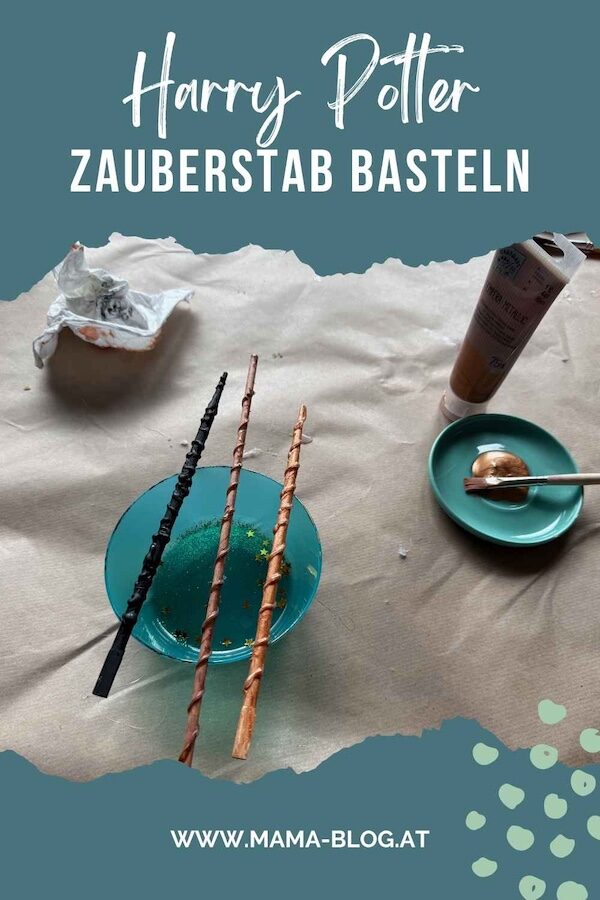 Pin für Pinterest mit dem Titel "Harry Potter " Zauberstab basteln
