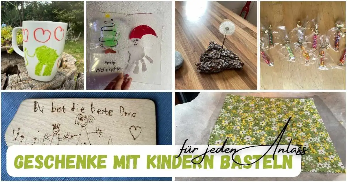 Bunte Kinderbastelgeschenke für Weihnachten und spezielle Anlässe, inklusive selbstgemachte Dekorationen, handgeschriebene Karten und kreative Bastelideen für Familien und Kinder.