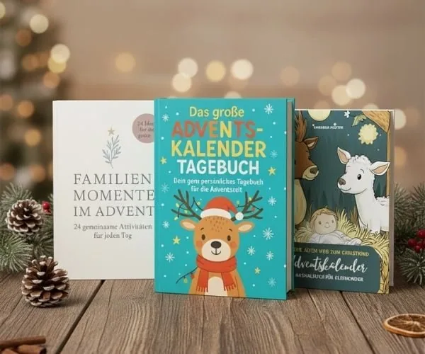 Hochwertige Adventskalender und Tagebücher für Familien, Kinder und Erwachsene, festliche Weihnachtszeit, kreative Alltagserinnerungen, liebevolle Geschenkideen für Weihnachten.