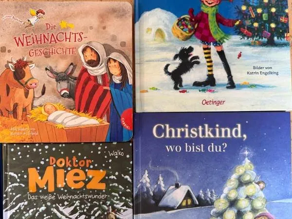 Cover von 4 unserer liebsten Weihnachtsbücher seitenfüllend