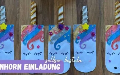 Einhorn Einladung basteln: DIY Anleitung mit Eisstiel-Horn
