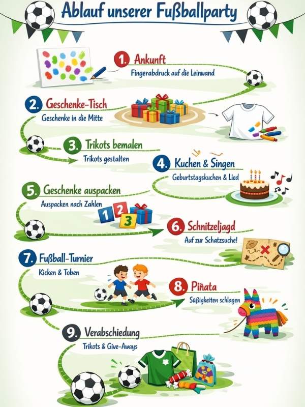 Ablauf der Fußballparty als Grafik