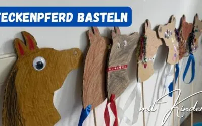 Steckenpferd basteln am Kindergeburtstag: einfache Anleitung mit Vorlage
