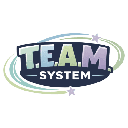 Logo Team mit den Buchstaben und dem Text T.E.A.M.-System