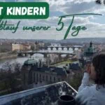 Familienfreundliche Aktivitäten in Prag mit Kindern, Blick auf die Moldau, historische Brücken und die Altstadt, ideal für Familienausflüge in Tschechien.