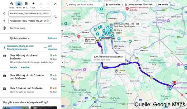 Quelle Google Maps:
Tour an Tag 5 - Kinderfreundliche Aktivitäten in Prag, Tschechien, für Familien, Ausflugstipps, Sehenswürdigkeiten, Familienurlaub, Stadt erkunden, kinderfreundliche Orte, Prag mit Kindern, Familienreise Prag.