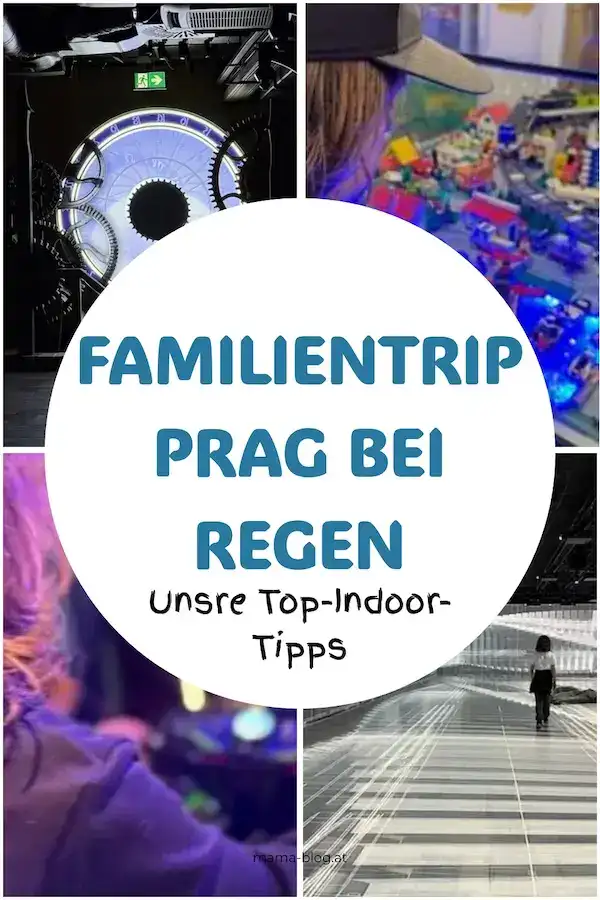 pin für Pinterest mit dem Titel: Familienreise nach Prag bei Regen, Indoor-Aktivitäten für Kinder, Tipps für Regentage, Familienurlaub, kinderfreundliche Indoor-Erlebnisse