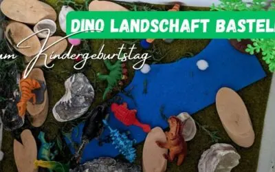 Basteln zur Dino-Party: Dino Landschaft im Karton als Mitgebsel